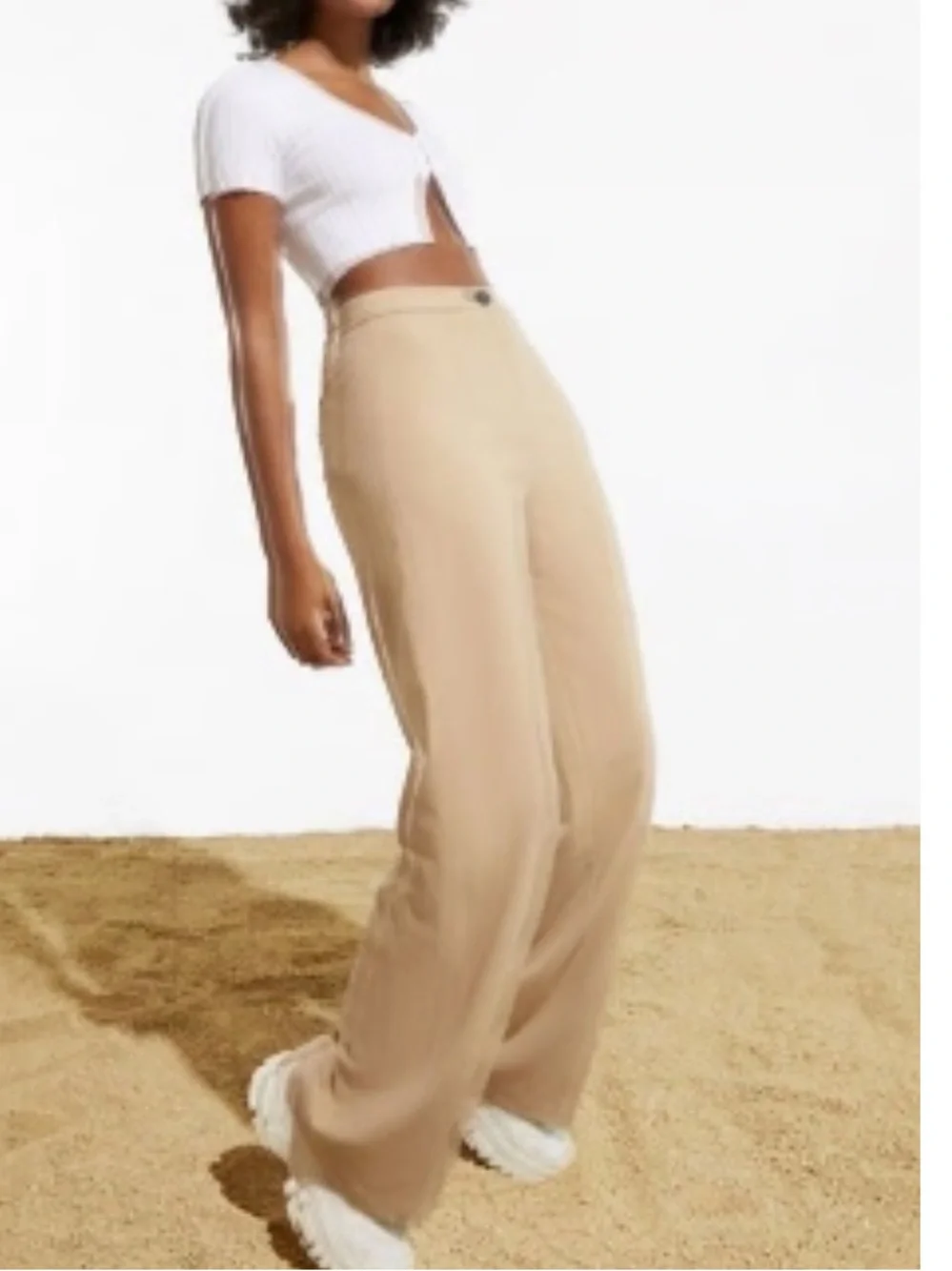 Zara Wide Leg Camel Trousers